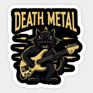 Death Metal Satanic Baphomet Cat playing guitar Sticker